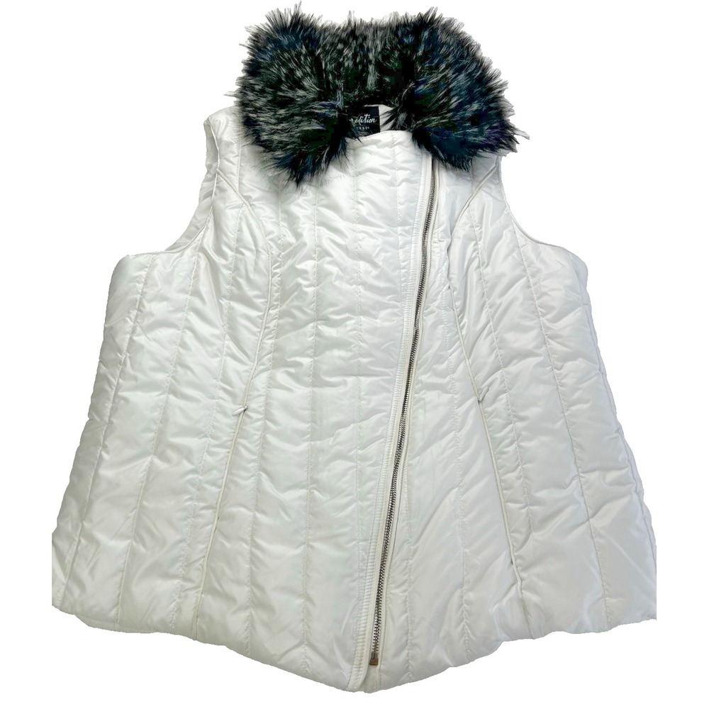 Outdoor Addition removable fur trim white vest size L